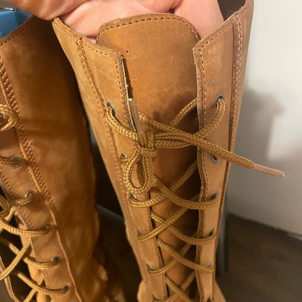 Oakley Tall Lace Up Leather Boots Tan Size 7.5 Riding Western Style - Picture 5 of 10